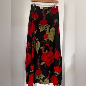 Farm Rio Maxi Skirt with Red Bloom